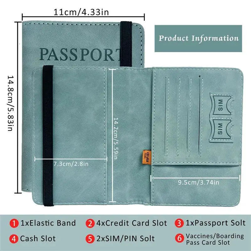 Vintage RFID Passport Holder PU Leather Travel Wallet