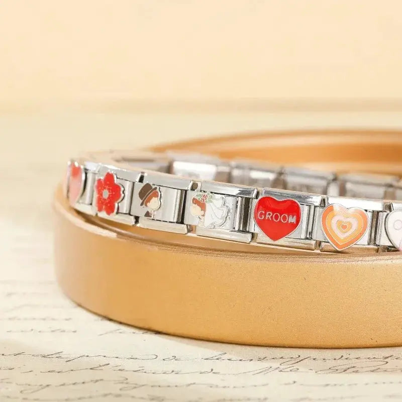 Hapiship Romantic Colour Heart Star Tai Chi Charm Bracelet