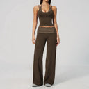 Women's Yoga Set Halter Crop Top Wide Leg Pants