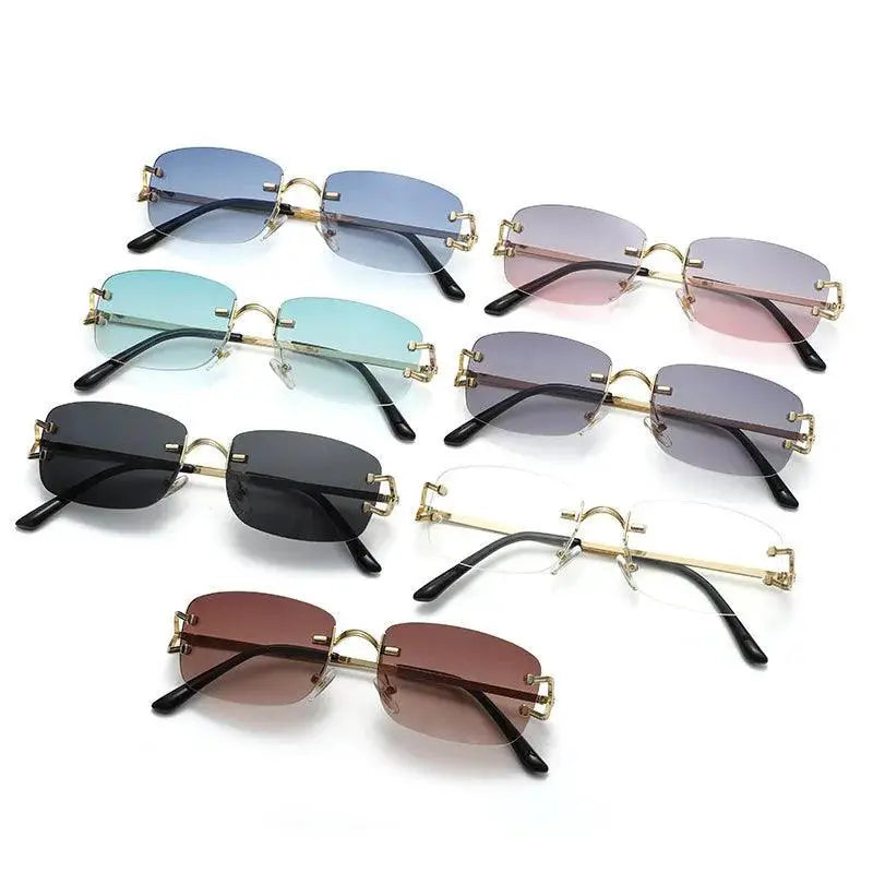 Rimless Rectangle Sunglasses For Men And Women UV Protection
