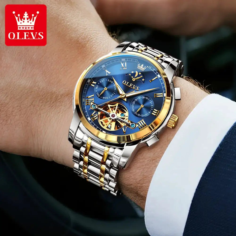 Olevs Mens Luxury Tourbillon Steel Watch — product image 6