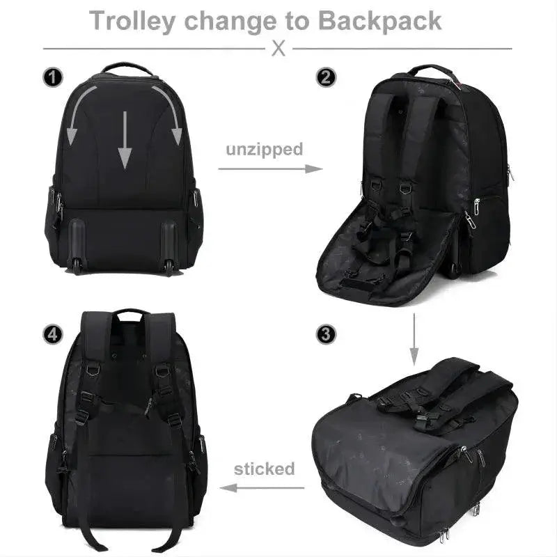 OIWAS Rolling Backpack Trolley Bag Travel Gym Gear