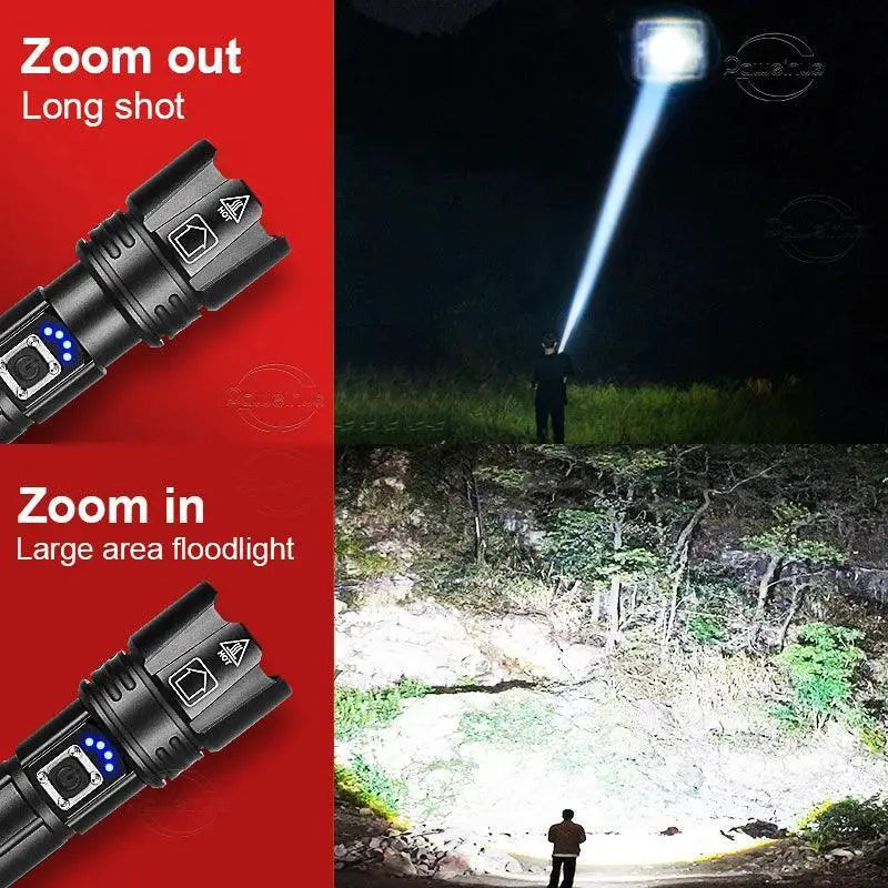 LED Flashlight With Power Bank For Camping Emergencies
