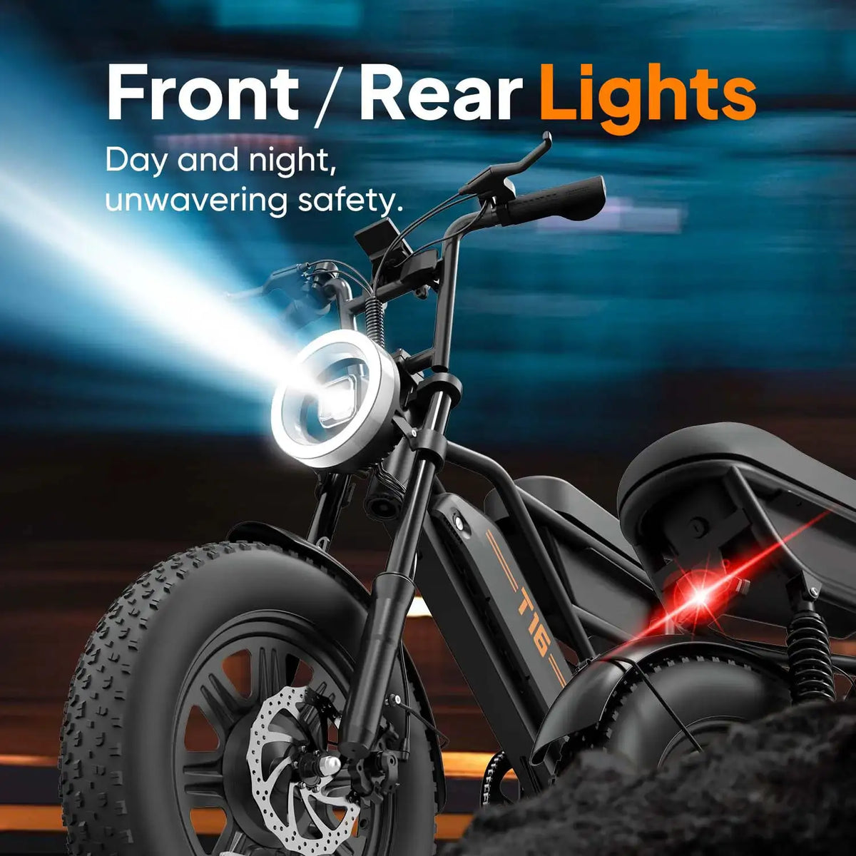 URLIFE T16 Ebike 500W Power 48V 13Ah 80Miles Range 16×3.0 Fat Tire Full Suspension LCD Display Commuter Electric Bike with Storage Box Lights Adult Holiday Gift