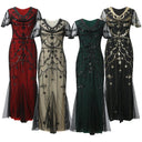 Sleeveless Mesh Flapper Maxi Dress
