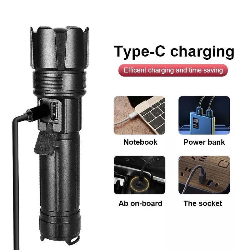 LED Flashlight With Power Bank For Camping Emergencies