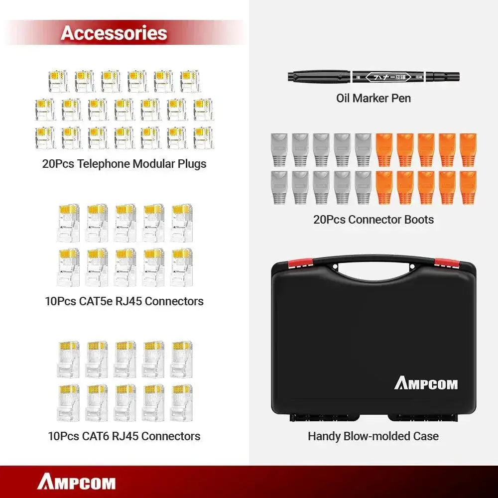 AMPCOM Network Cable Repair Kit Professional Ethernet Tools