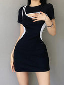 Sleek Hollow Waist A-Line Dress Stylish Streetwear Fashion