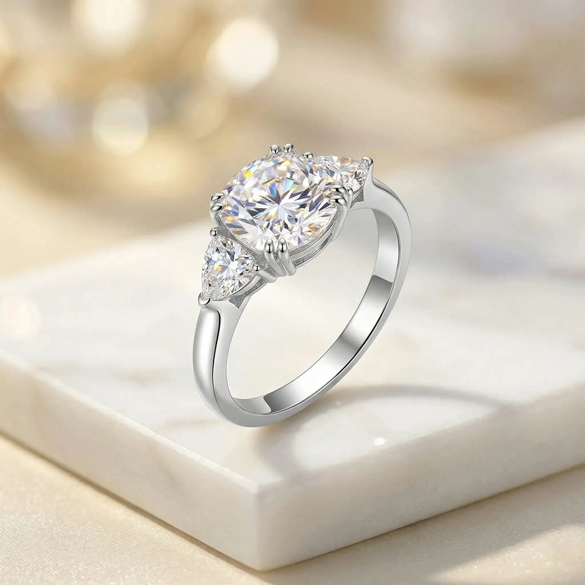 Moissanite Ring in Sterling Silver Classic — product view 2