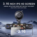 BCUOZ Dashcam, Front + Built-in Rear Left and Right Super