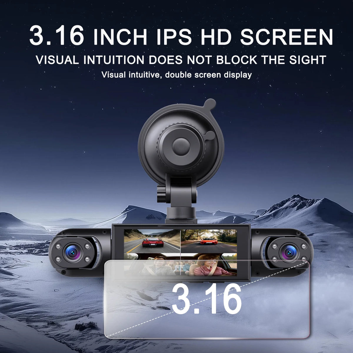 BCUOZ ° Dashcam, Front + Built-in Rear Left and Right Super — product view 6