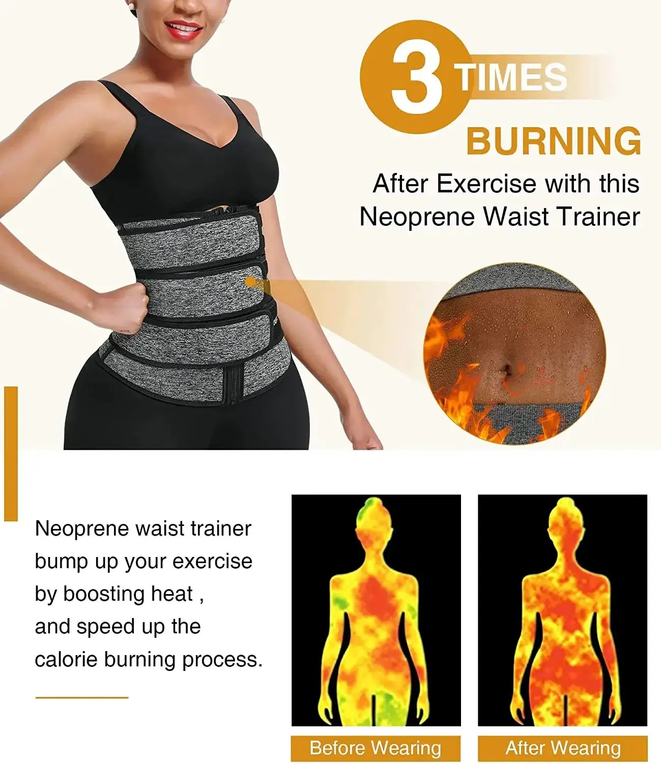 Women Neoprene Waist Trainer Body Shaper Slimming Belt