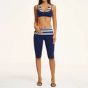 Fitness Set Women Stripes Polka Dot Capri