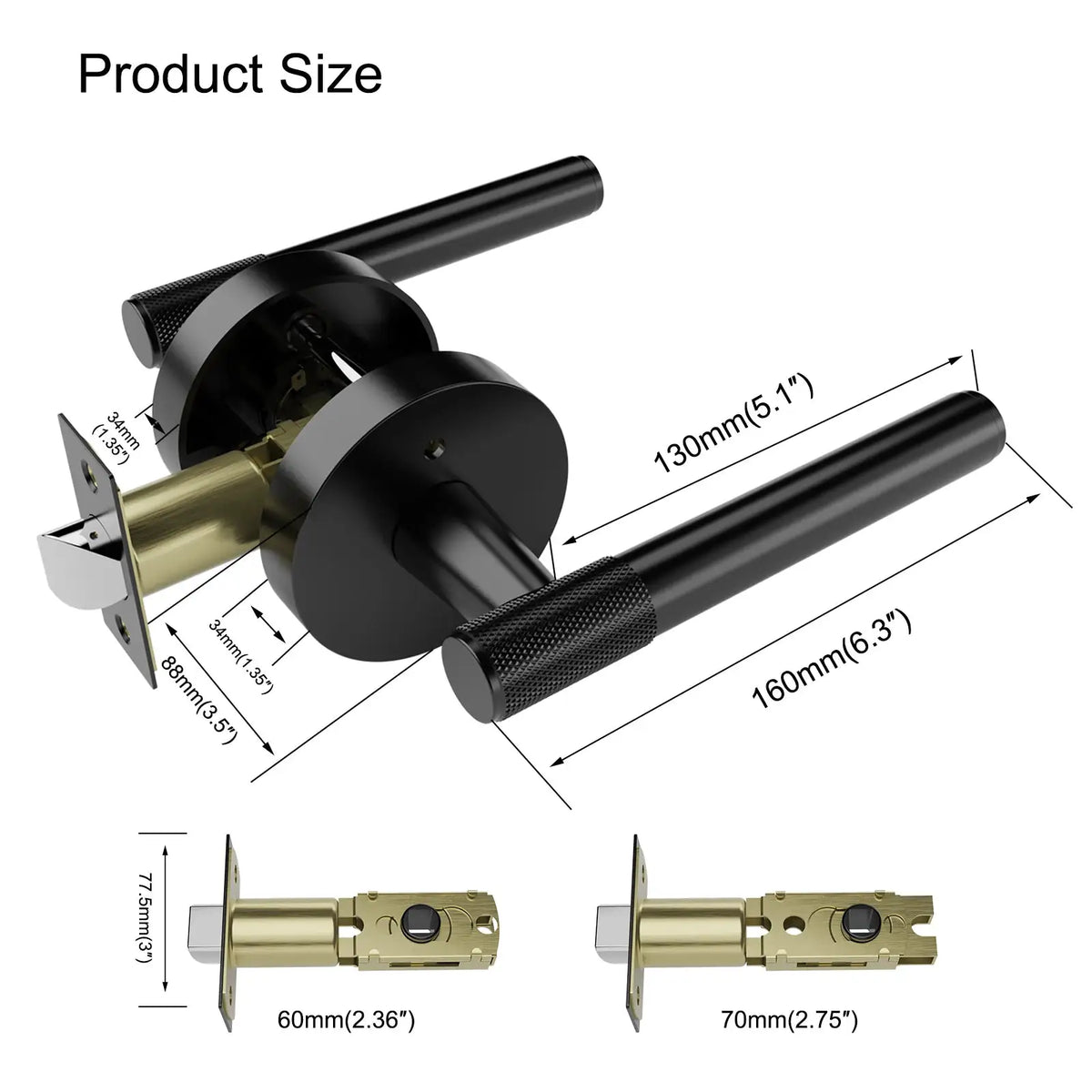 Matte Black Interior Door Handle — product view 3