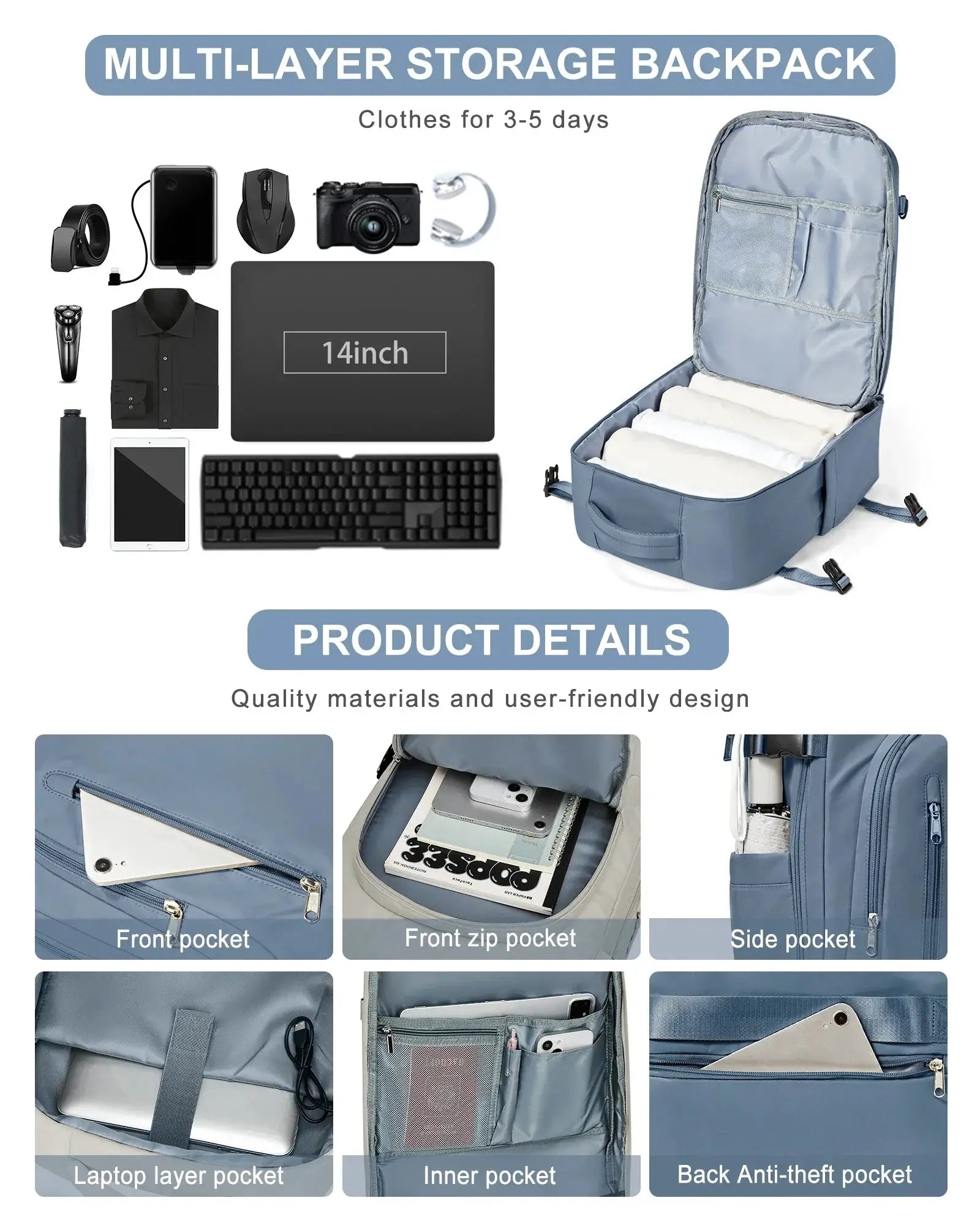 Laptop Bag Travel Backpack For Women Large Capacity Ryanair - OurLum.com