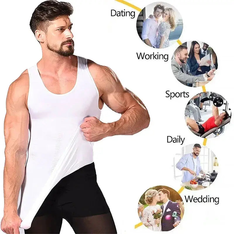 Soxnos Men Slimming Body Shaper Waist Trainer Vest Shapewear