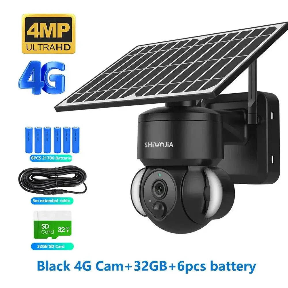 Outdoor Solar Security Camera for Home Edition AA — Black White 4G 32GB