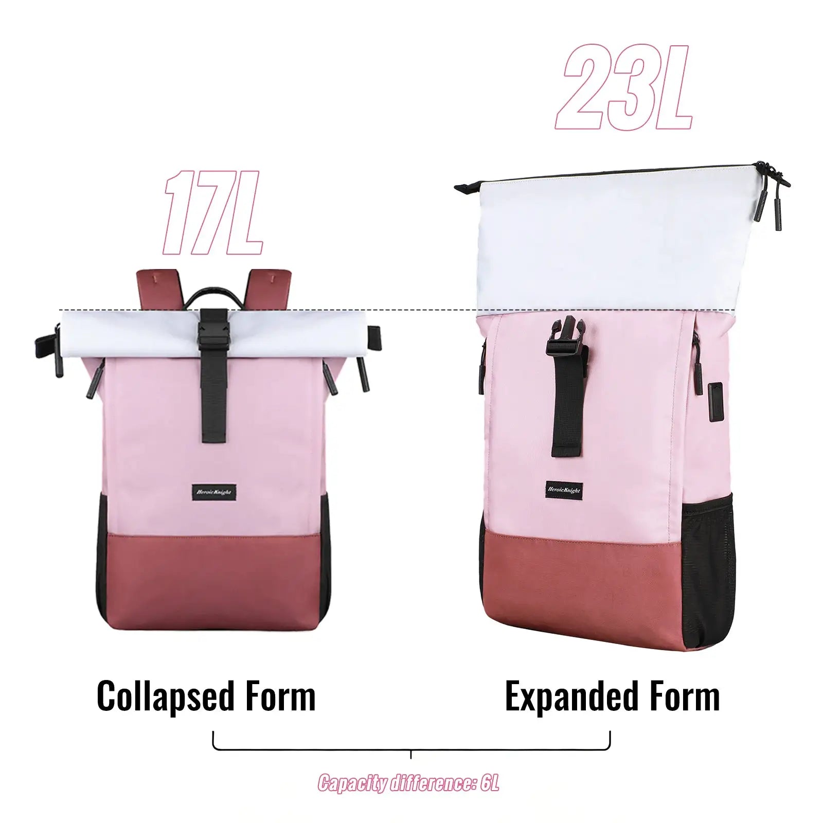 Heroic Knight Rolltop Stylish Laptop Backpack For 15.6 Inch Waterproof Large Travel Backpack Leisure Women University Rucksack