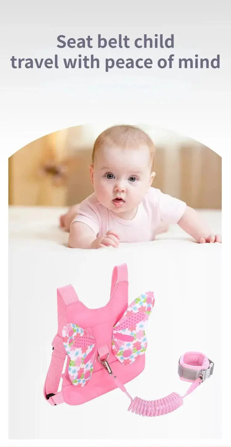 Toddler Leash Safety Backpack Pink Anti Loss Traction Rope