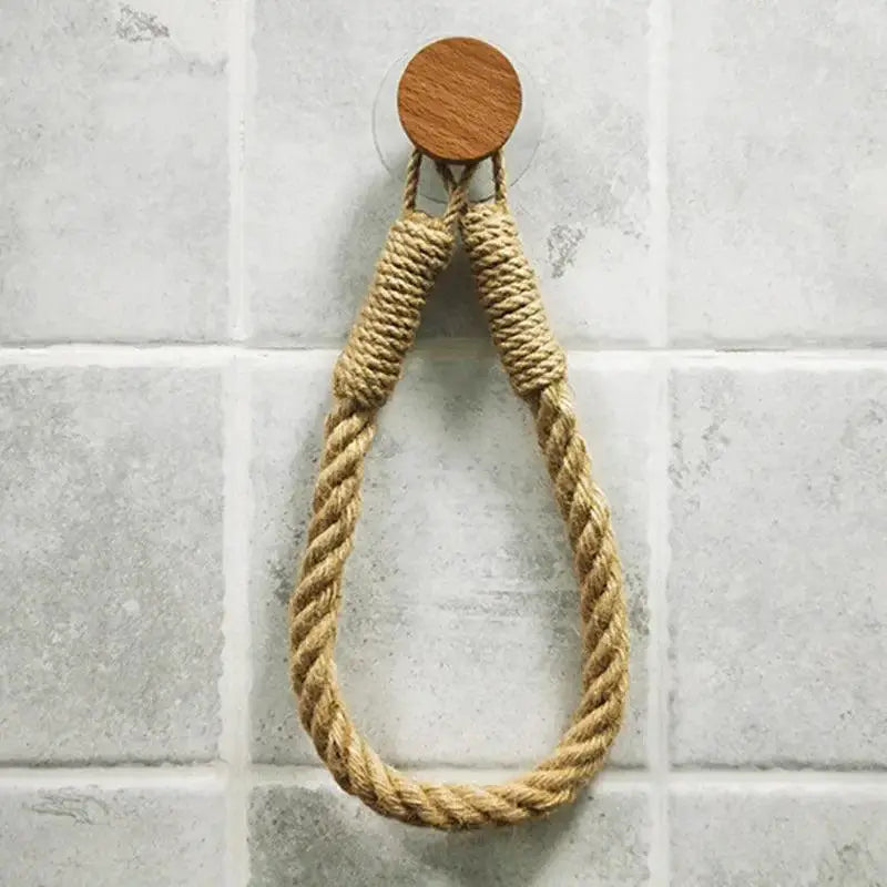 Beige Hemp Bathroom Rack Rustic Organizer Stand Storage