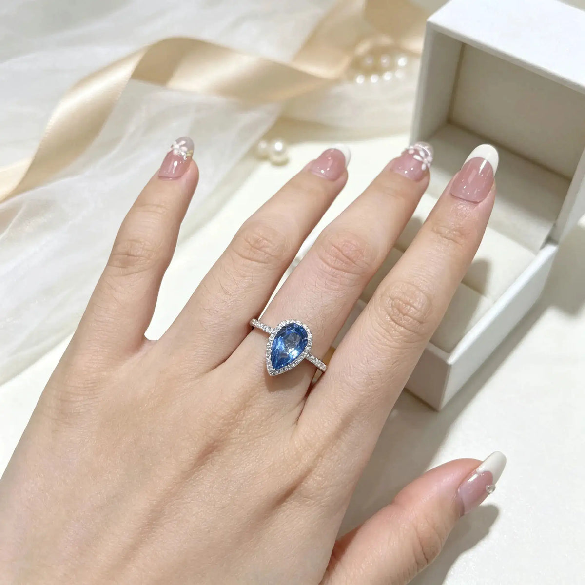 Moissanite Teardrop Sterling Silver Ring — product image 2