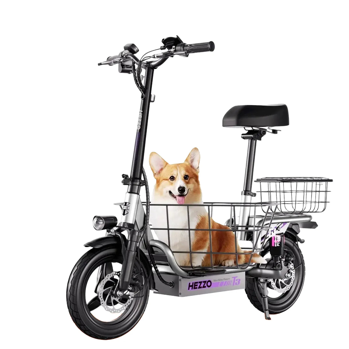 Hezzo Electric Scooter With Basket — product view 1