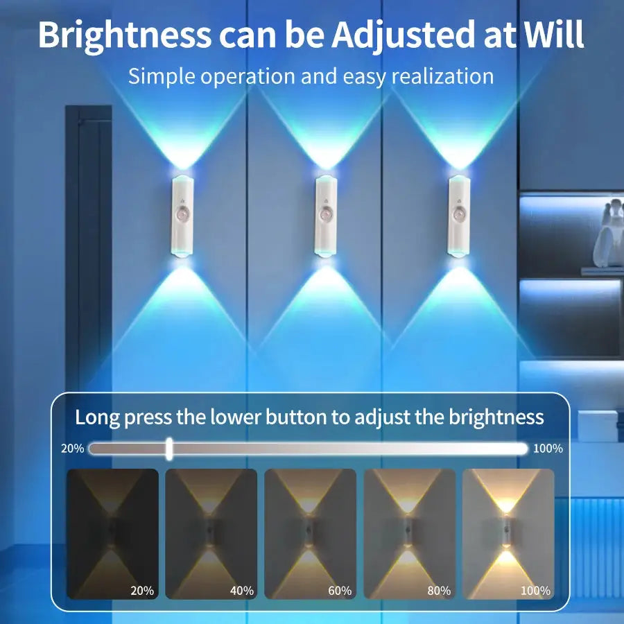 Motion Sensor Night Light 7 Color Change LED Wireless Wall Lamp Magnetic Rechargeable Spotlight for Bathroom Bedroom Living Room