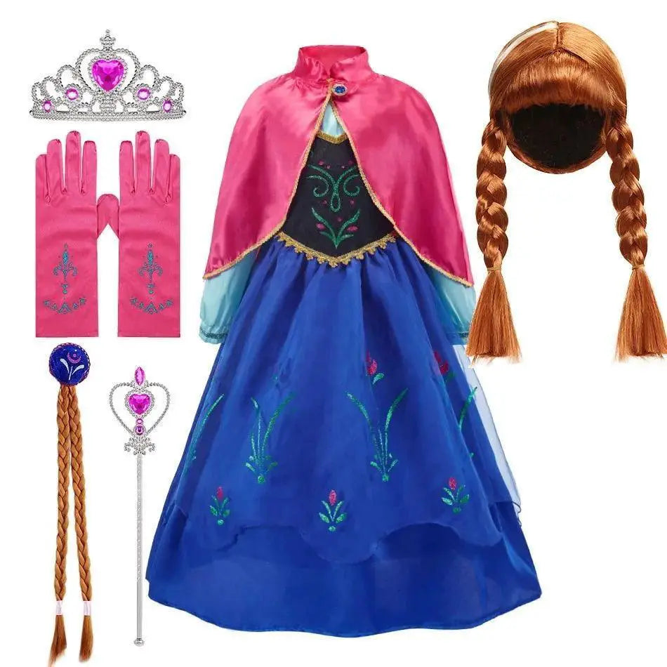 Snow Queen Elsa Anna Floral Princess Dress For Girls