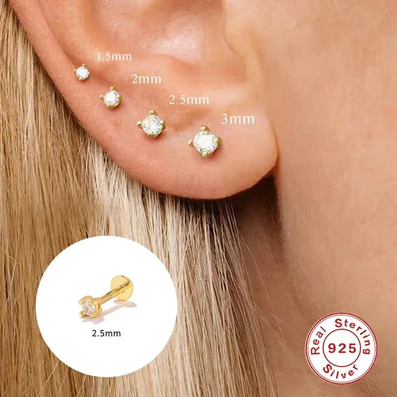 925 Sterling Silver Zircon Stud Earrings Bling Jewelry