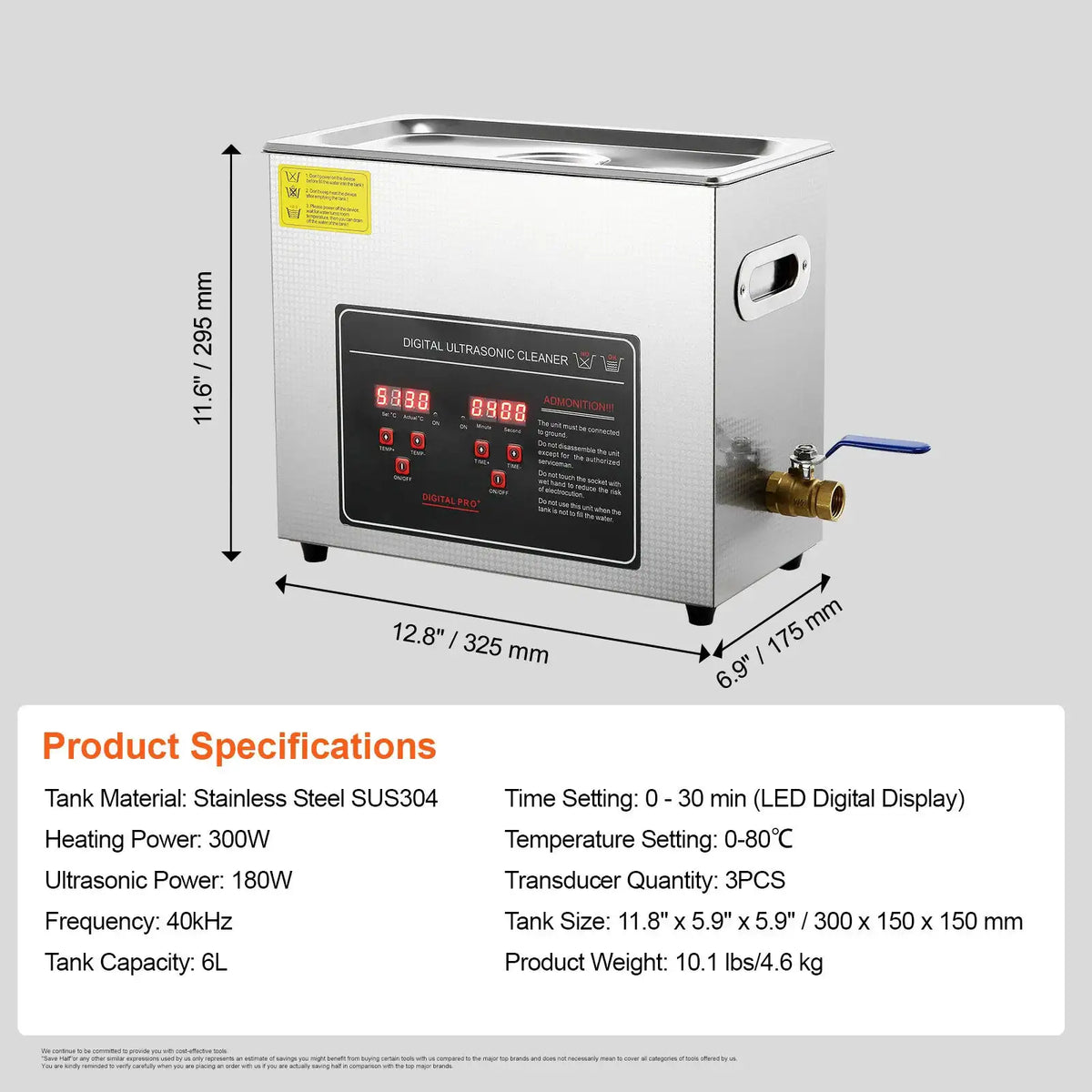 SucceBuy Ultrasonic Cleaner Stainless Steel Portable Cleaning — product view 9