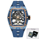 Mens Tonneau Skeleton Mechanical Watch