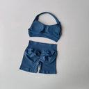 Women Yoga Set Seamless Quick-Dry Halter Shorts