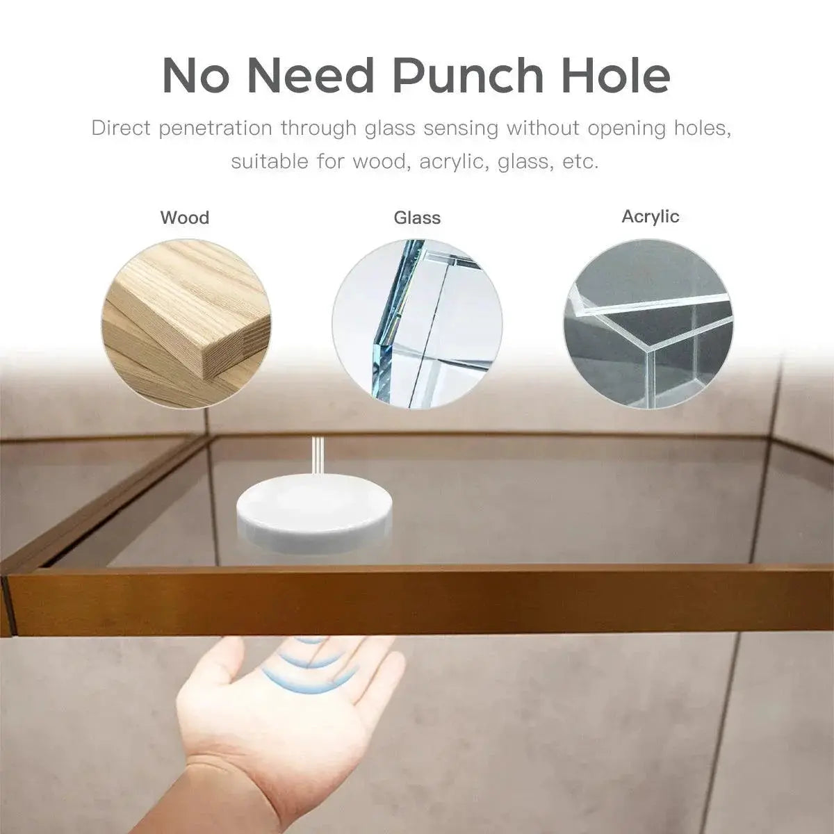 Motion Sensor LED Under Cabinet Light With Wood Hand Scan