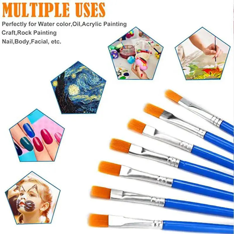 50 Piece Art Brush Set For Beginners Nylon Hair Kit