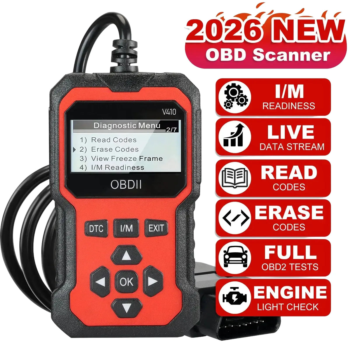 Diagnostic Car Scanner - Quick Fix Tool - V410gray English product image