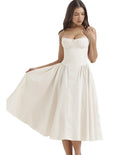 Elegant Spaghetti Strap Midi Dress Women Party Slim A Line