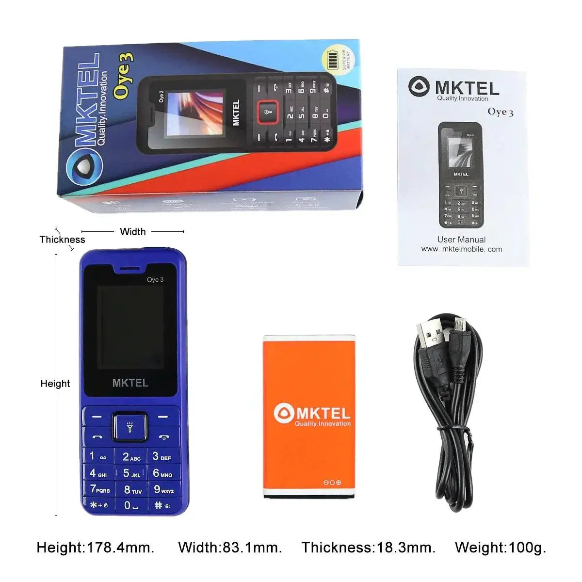 MKTEL OYE 3 Dual SIM Feature Phone 1.77 Inch Display 1800mAh
