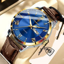 Poedagar Mens Leather Date Week Watch