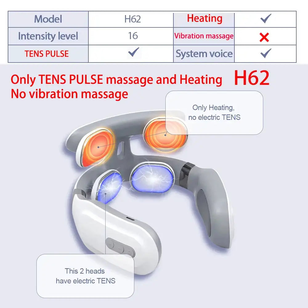 TENS Pulse Back Neck Massage Wireless Smart Sholder Cervical Massager Heating Muscle Punch Beating Care Device