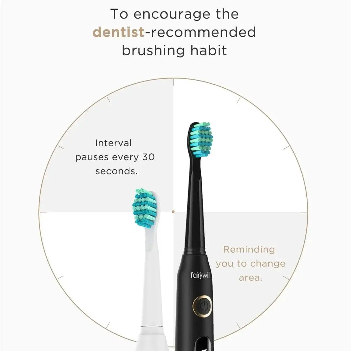 Fairywill 507 Sonic Toothbrush Waterproof Rechargeable