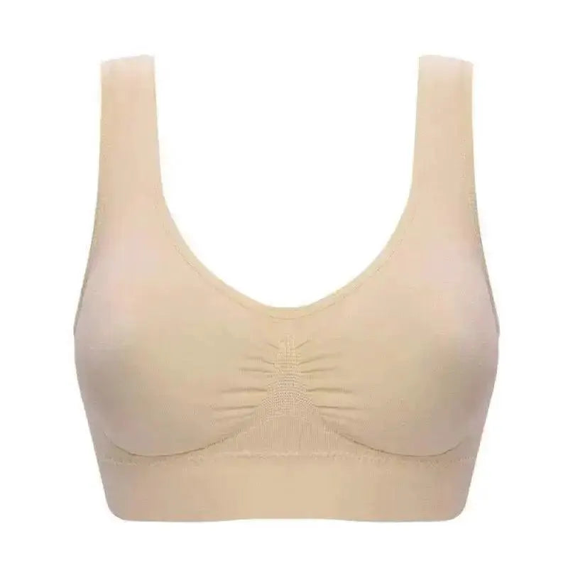 Seamless beige wireless bra, comfortable shapewear from OurLum.com health and beauty collection