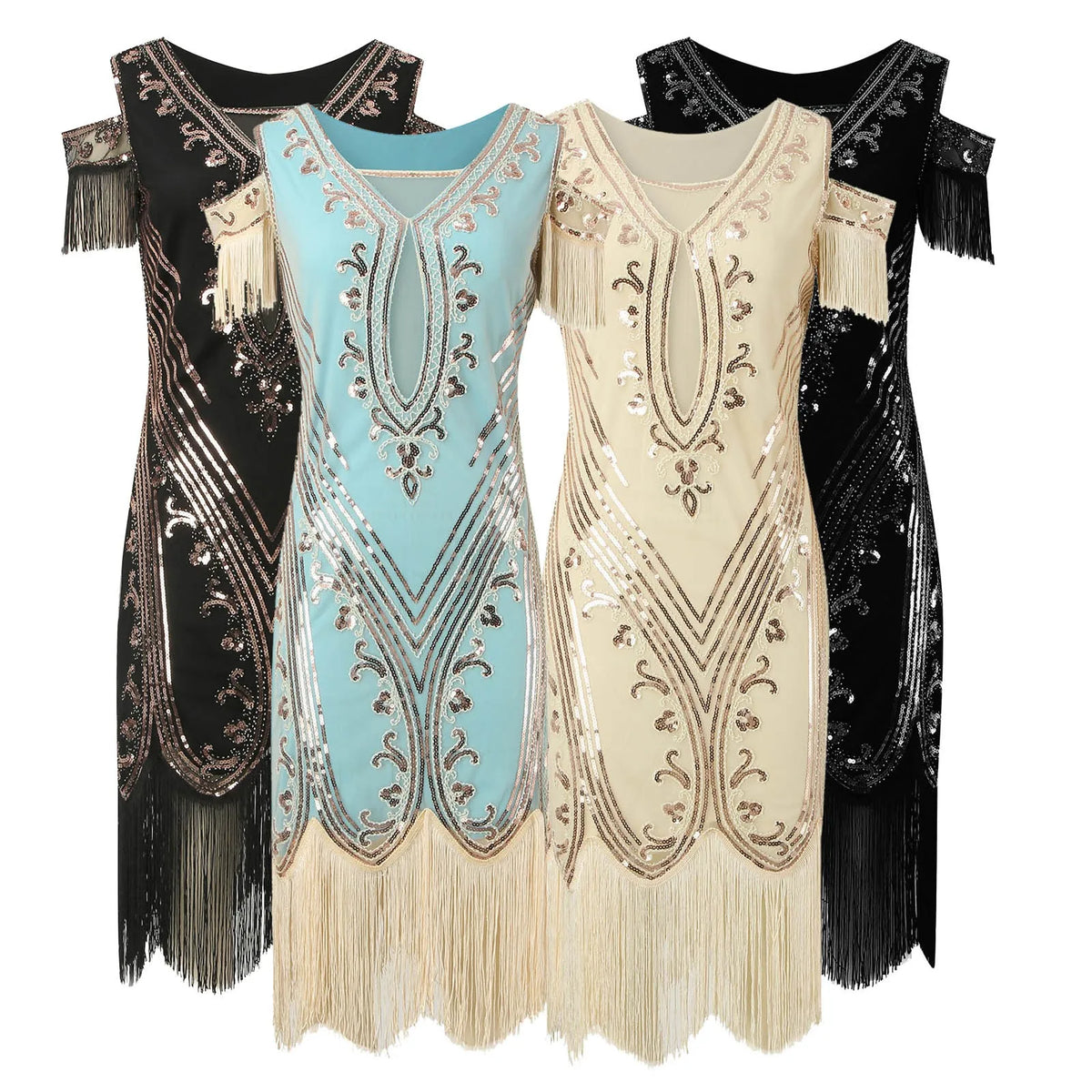 Long Sequin Flapper Costume Gown