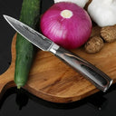 Professional Damascus Kitchen Knife Set With Santoku Cleaver
