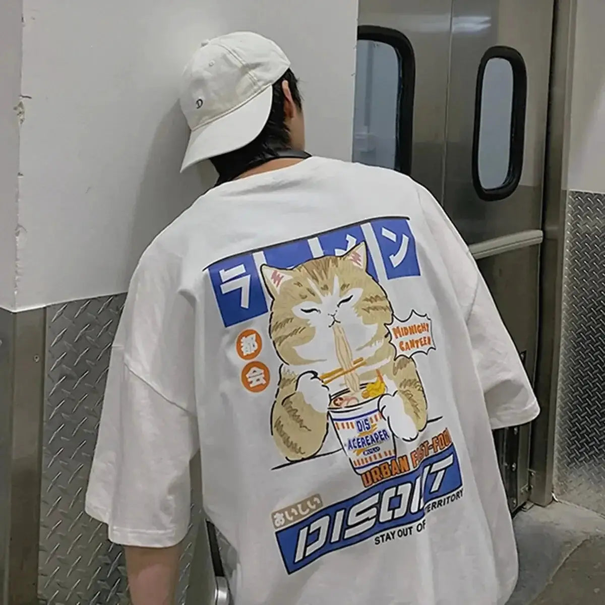 100 Percent Cotton Mens Japanese Style Cat Anime Tees - OurLum.com