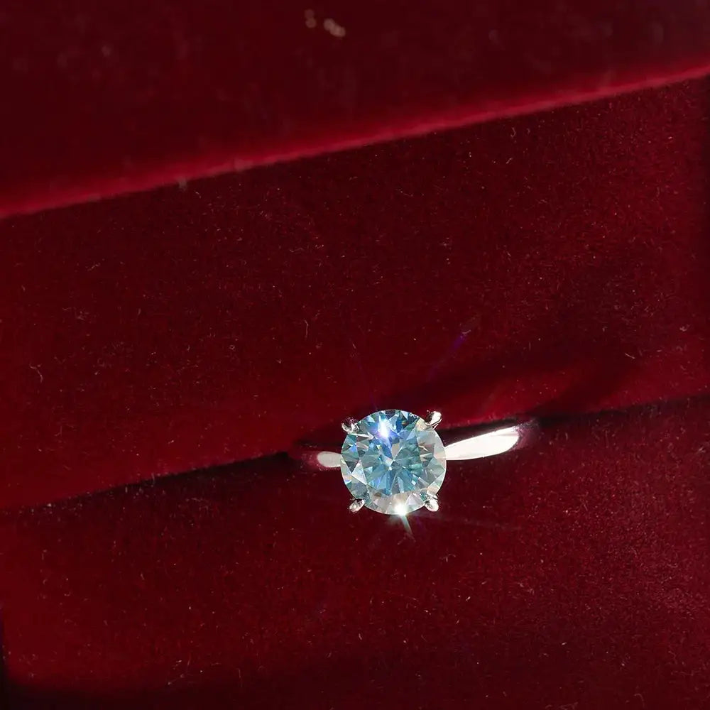 Blue Moissanite Ring in Sterling Silver — product view 5