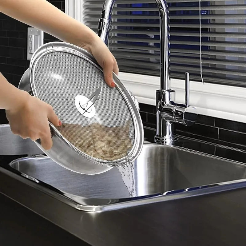 Kitchen Oil Proofing Lid Filter Foldable Handle Frying Pan Cover — product view 2