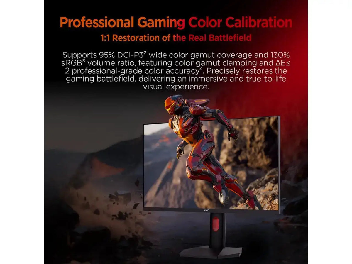 HKC 27 inch QHD 2K 1440P 320Hz Fast IPS 1ms DIC HDR400 95% DCI-P3 130% sRGB Hardware Low Blue Light Compact Stand Gaming Computer Monitor with Height Adjustable