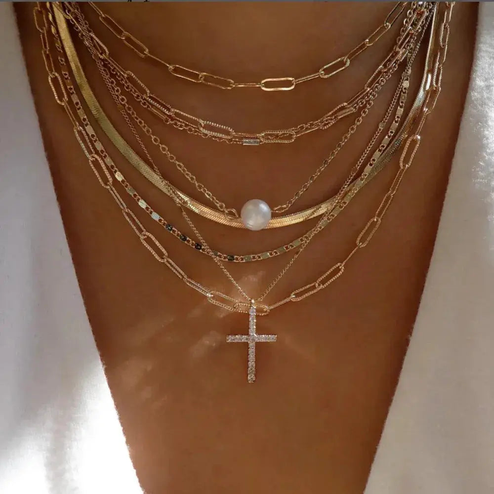 Vintage Gold Color Necklace Set For Women Multiple Styles
