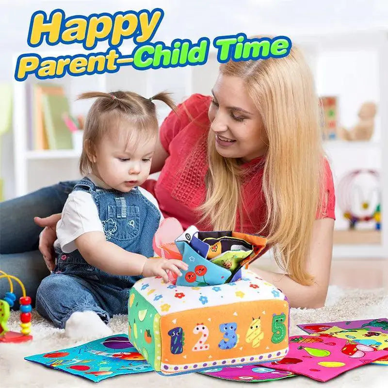 Montessori Sensory Pull Along Tissue Box Toy For Babies