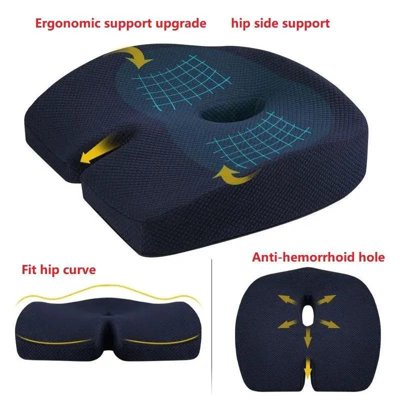 Ergonomic Memory Foam Seat Cushion Tailbone Pain Relief